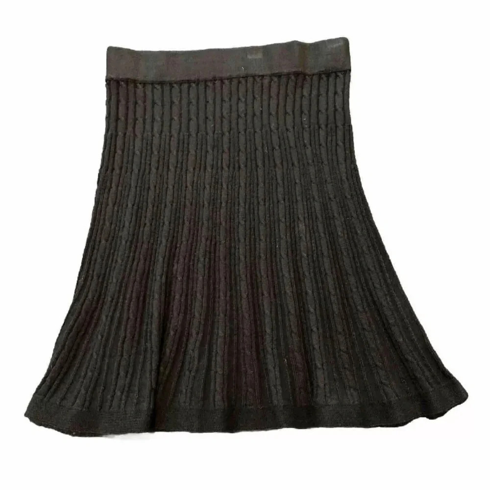 Merona Flared Knee Length Skirt Womens Size XS Black Wool Acrylic Stretch